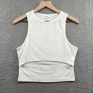 White Ribbed Sleeveless Top